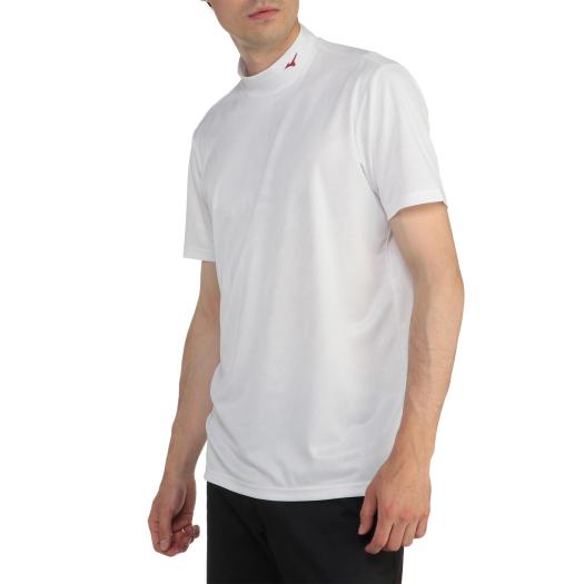 クロスジャガード半袖モックネックシャツ(大きいサイズ)[メンズ