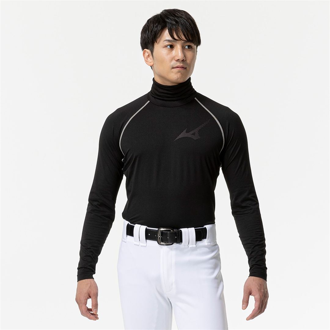 【ミズノ直営限定】裏起毛アンダーシャツ(タートルネック／長袖) ブラック S