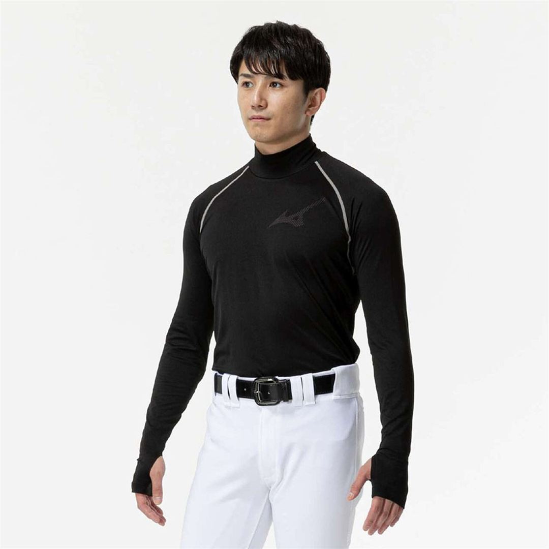 【ミズノ直営限定】裏起毛アンダーシャツ(ハイネック／長袖) ブラック L