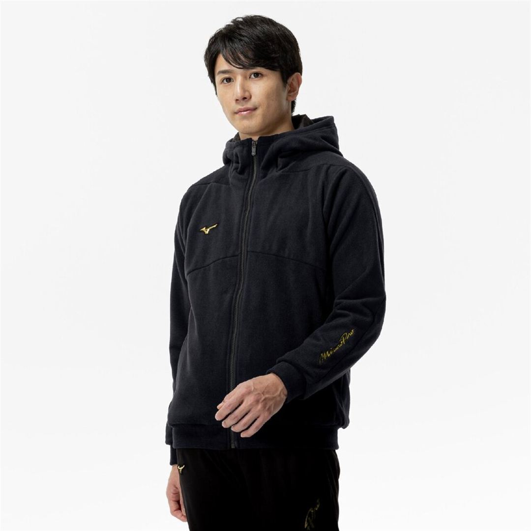 【ミズノ直営限定／ミズノプロ】プルーフフリースフーディ ブラック XO