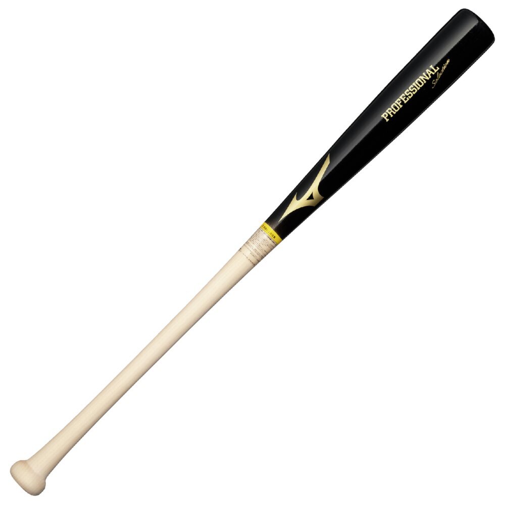 軟式用【ミズノ直営限定】プロフェッショナルセレクション(木製／83cm／平均780g／ダイナ加工) ブラック×生地出し（イチロー型）