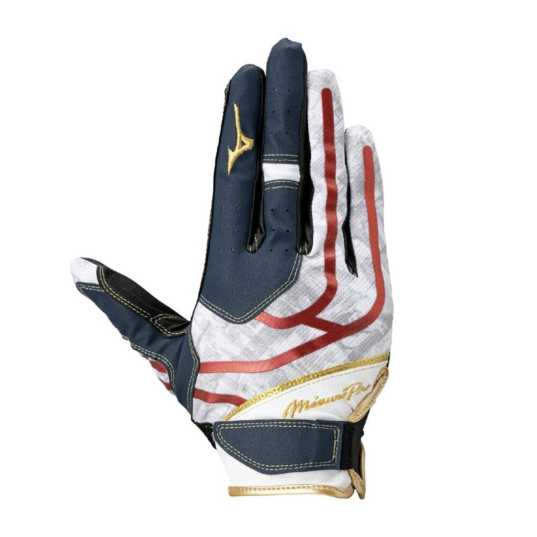 【ミズノプロ】守備手袋 勝色コレクション【右手用】 ネイビー×レッド×ゴールド M
