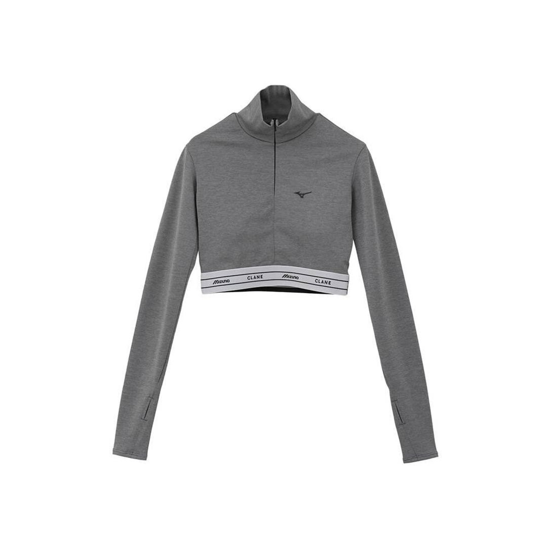 【CLANE】HALF ZIP LONG SLEEVE TOPS グレー杢 1