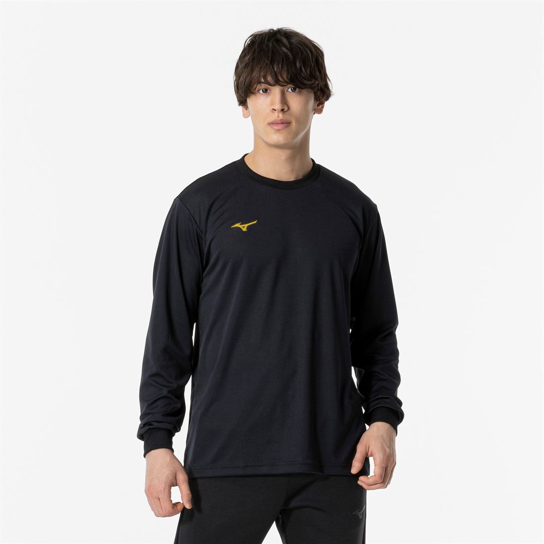 ナビドライTシャツ(長袖／丸首) ブラック×ゴールド S