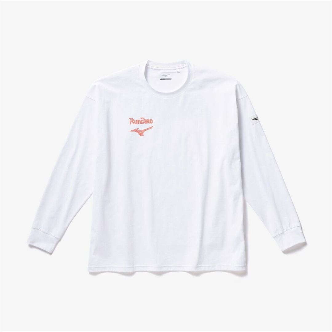 【ミズノ直営限定】ルーズフィットTシャツ(長袖) ホワイト×トリコロール XS