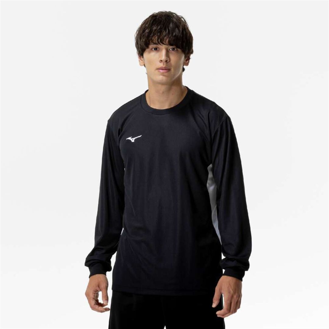 ナビドライTシャツ(長袖／切替) ブラック×ホワイト XL