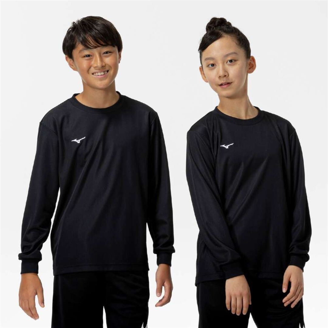 ナビドライTシャツ(長袖／丸首) ブラック×ホワイト 160