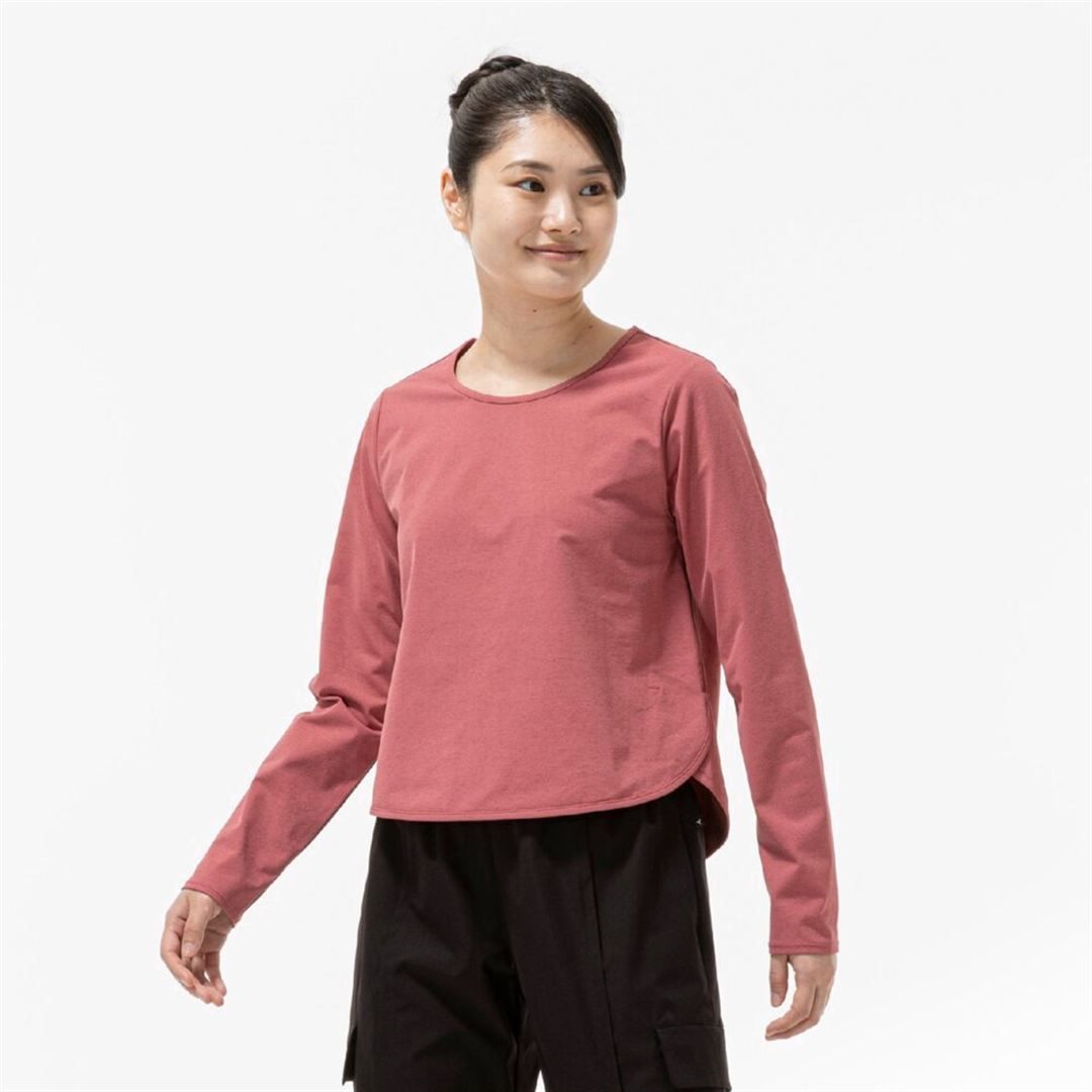ソフトドライクロップドTシャツ(長袖) モーブピンク XL