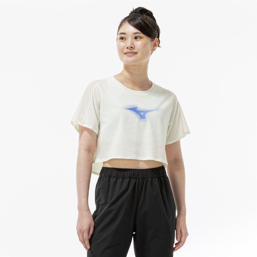 【汗処理／通気】ドライエアロフロージャカードクロップドTシャツ ソフトサンドイエロー S