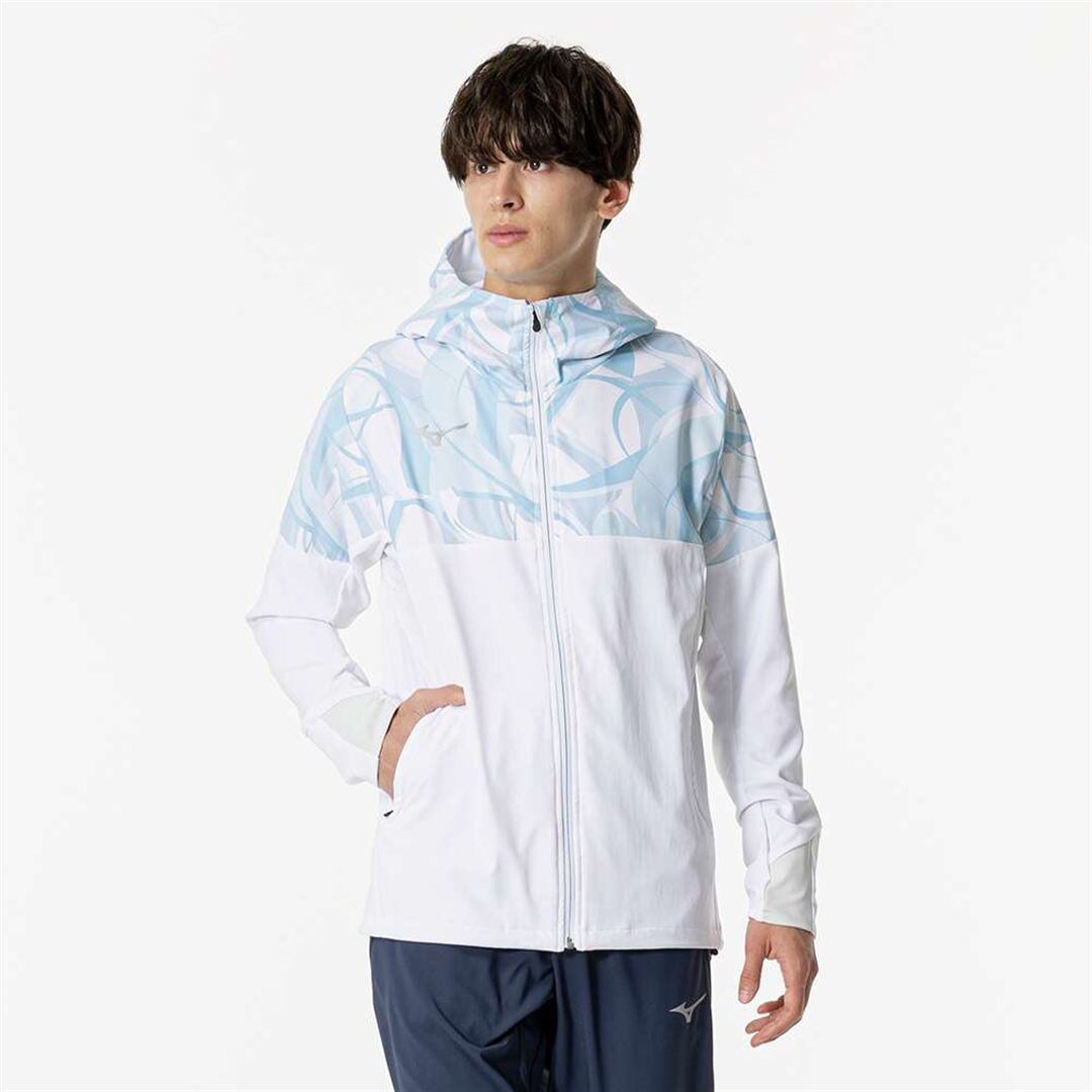 ストレッチクロスフーディ ライトブルー XL