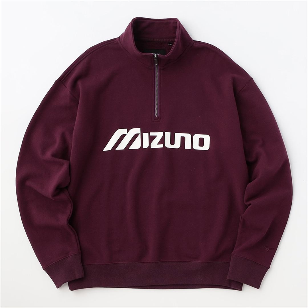NEW VINTAGE GOLF MIZUNO ロゴ ハーフジップスウェット エンジ S