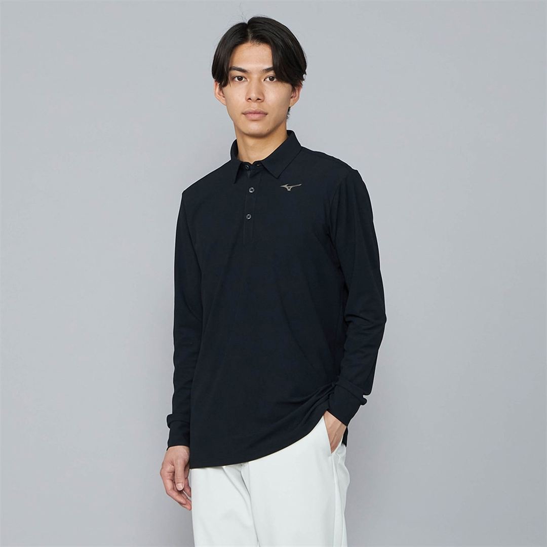 ロングスリーブポロシャツ ブラック XL