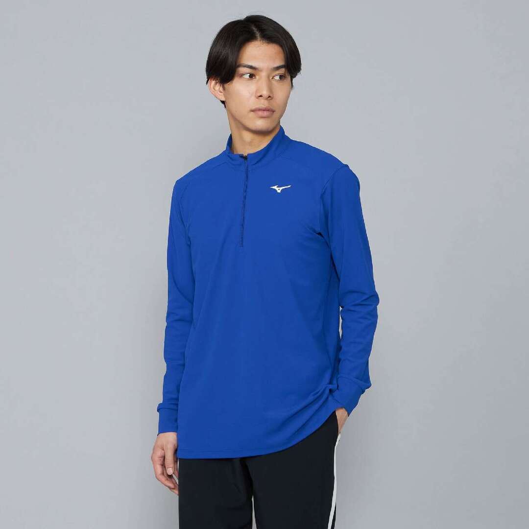ロングスリーブハーフジップシャツ サーフブルー XL