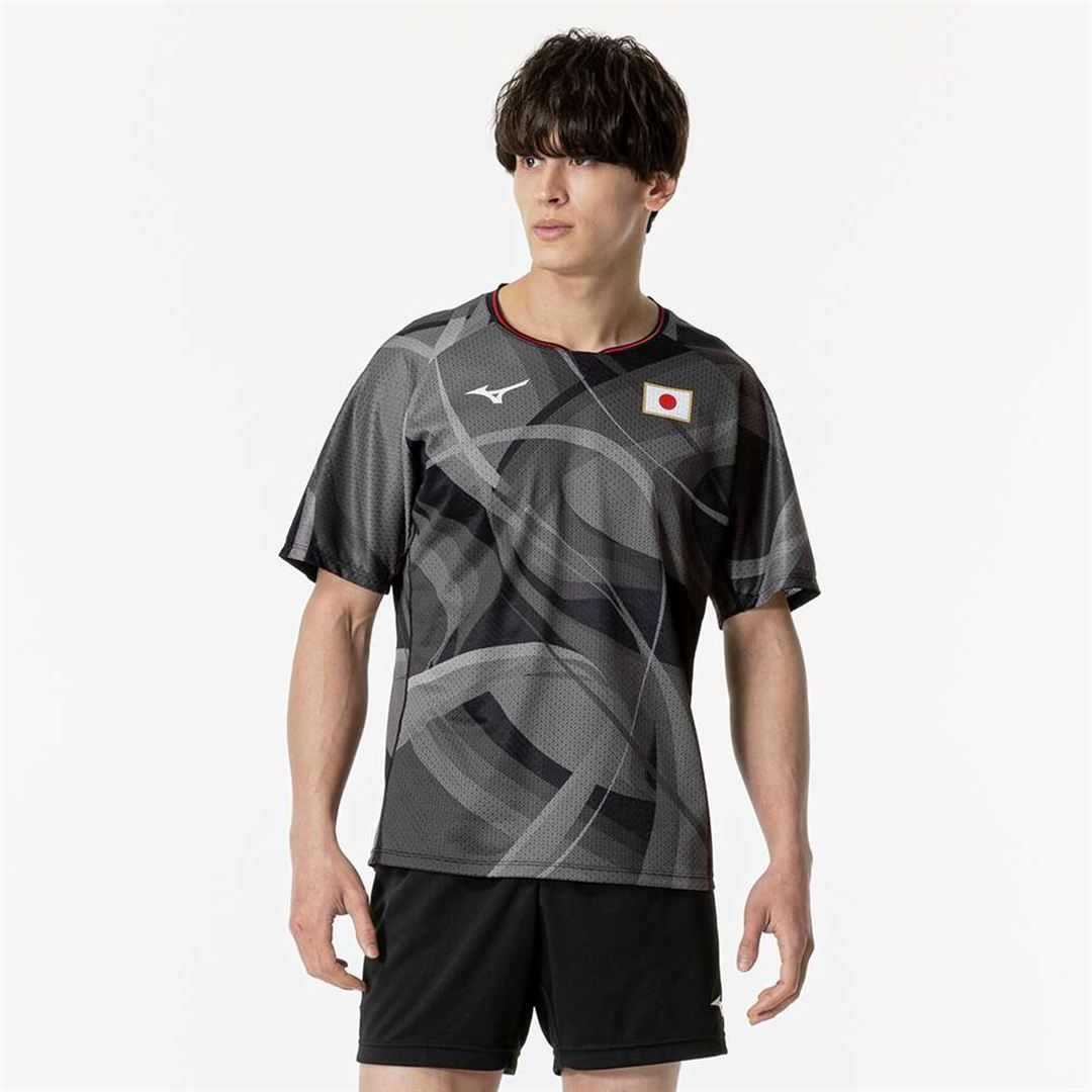 【汗処理／通気】レプリカシャツ(卓球) ブラック XL