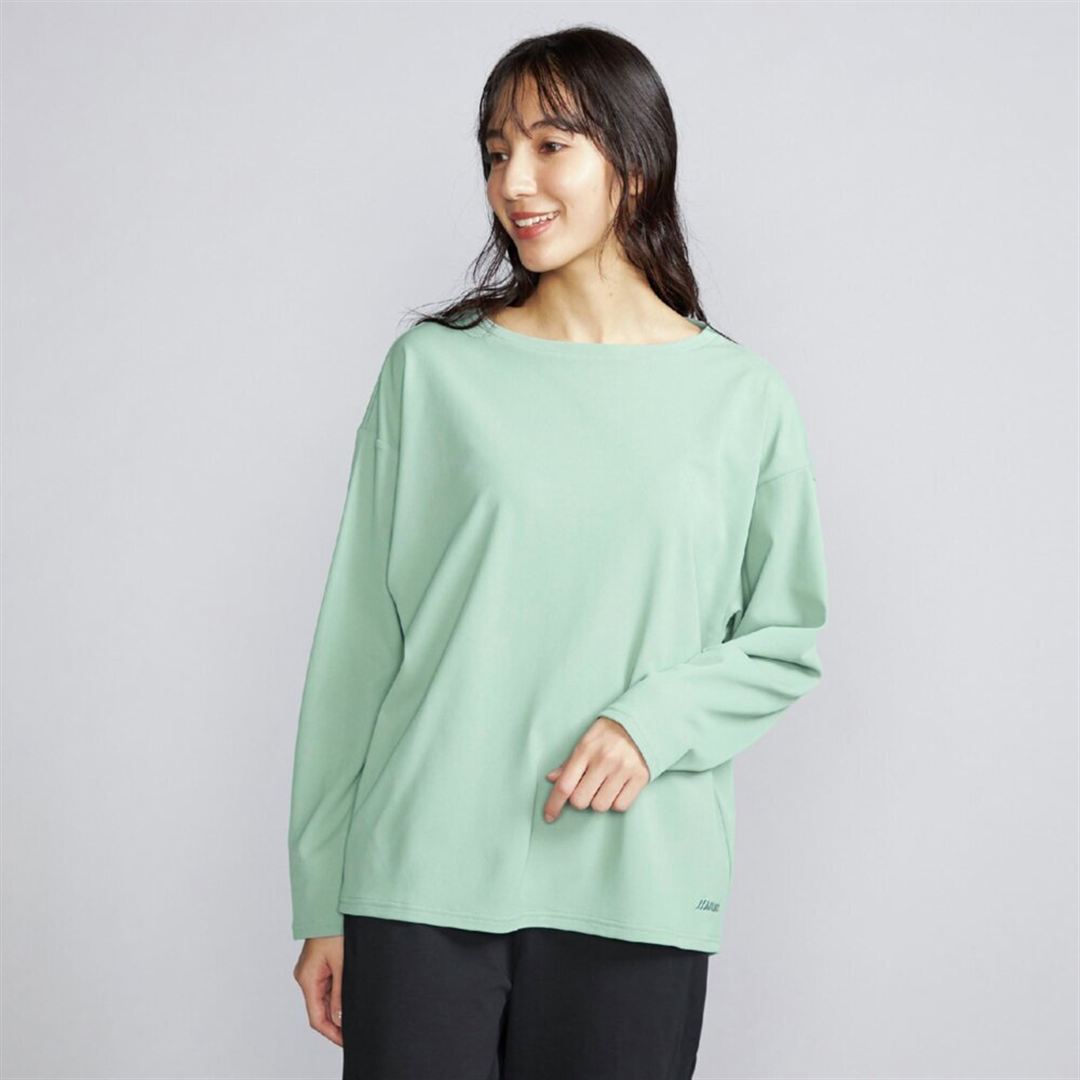 【ミズノ直営限定】アンチスウェット ボートネック長袖Tシャツ アイスバーググリーン XL