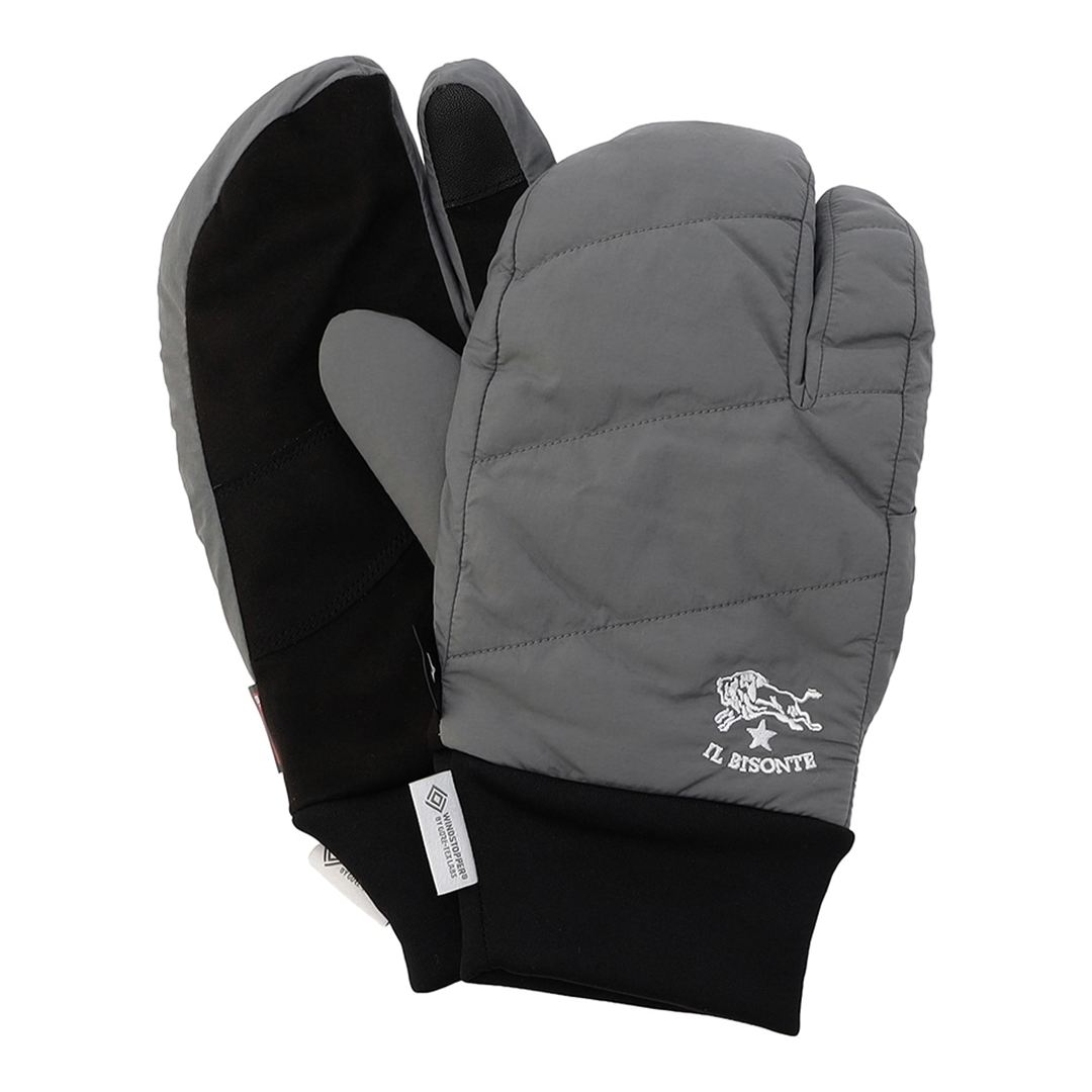 【IL BISONTE／吸湿発熱】WINDSTOPPER プロダクト 3フィンガーパデットミトン ピューターグレー S-M