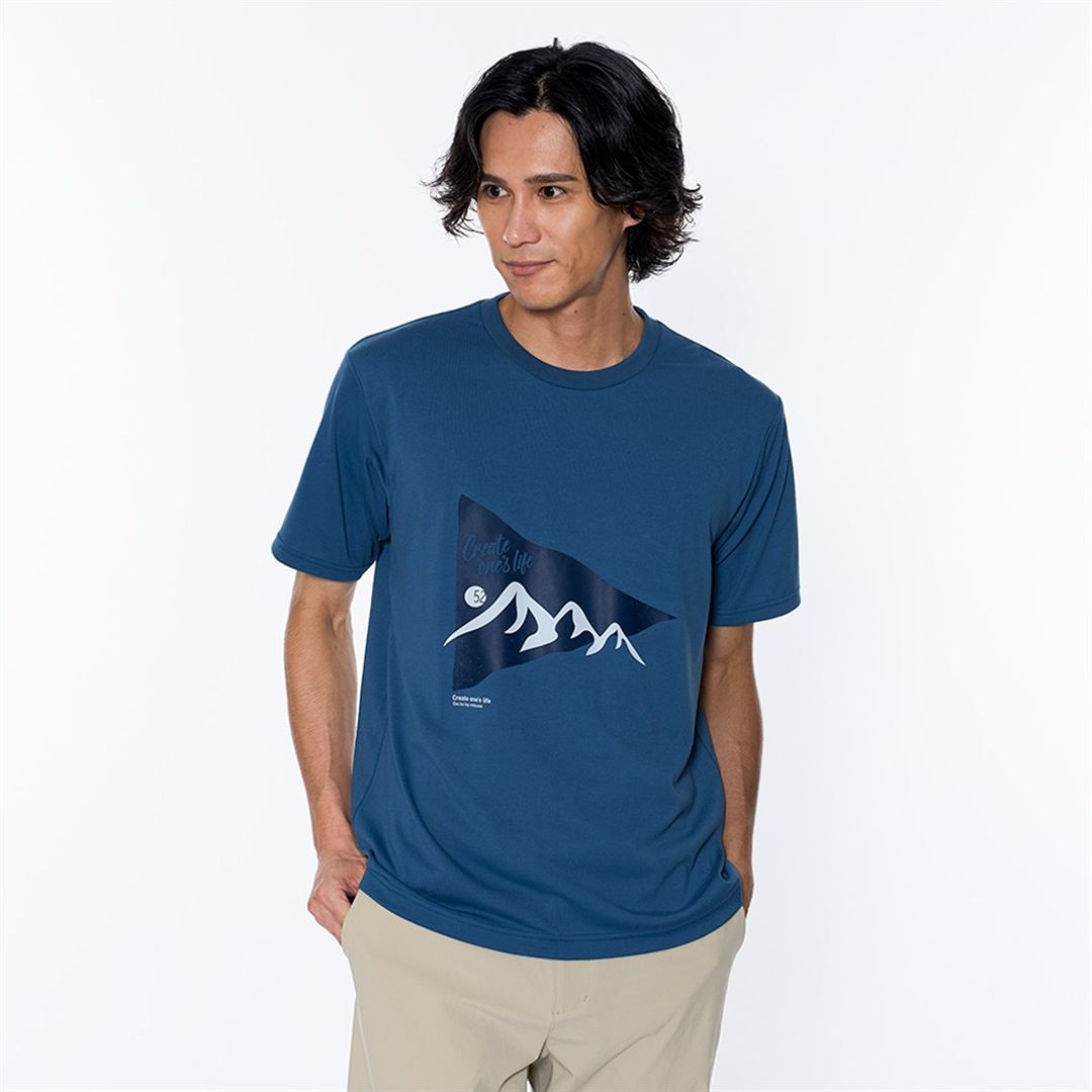 リサイクルポリグラフィックプリントTシャツ ティールブルー M