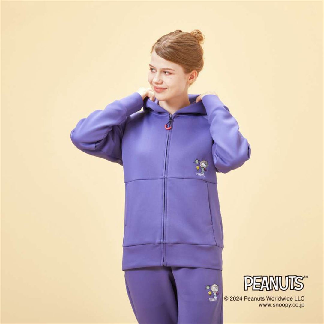 【PEANUTS】スウェットフーディフルジップ ライラック S