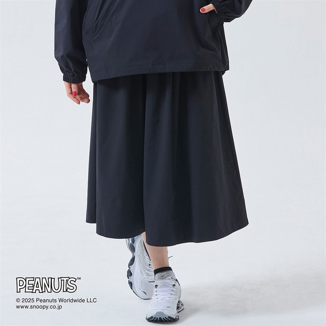 【PEANUTS】ウォーターリパレントストレッチプリーツスカート ブラック M