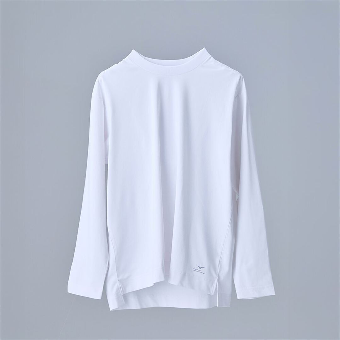 ハイストレッチ クルーネック長袖シャツ（ワイドシルエット） ホワイト XL