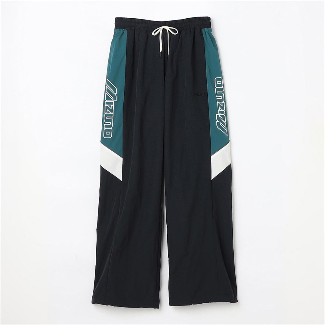 シャンブレーワッシャートラックパンツ ブラック×ディープグリーン S
