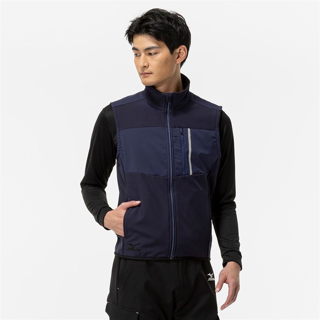 【防風】テックシールドベスト ストレッチ ネイビー S