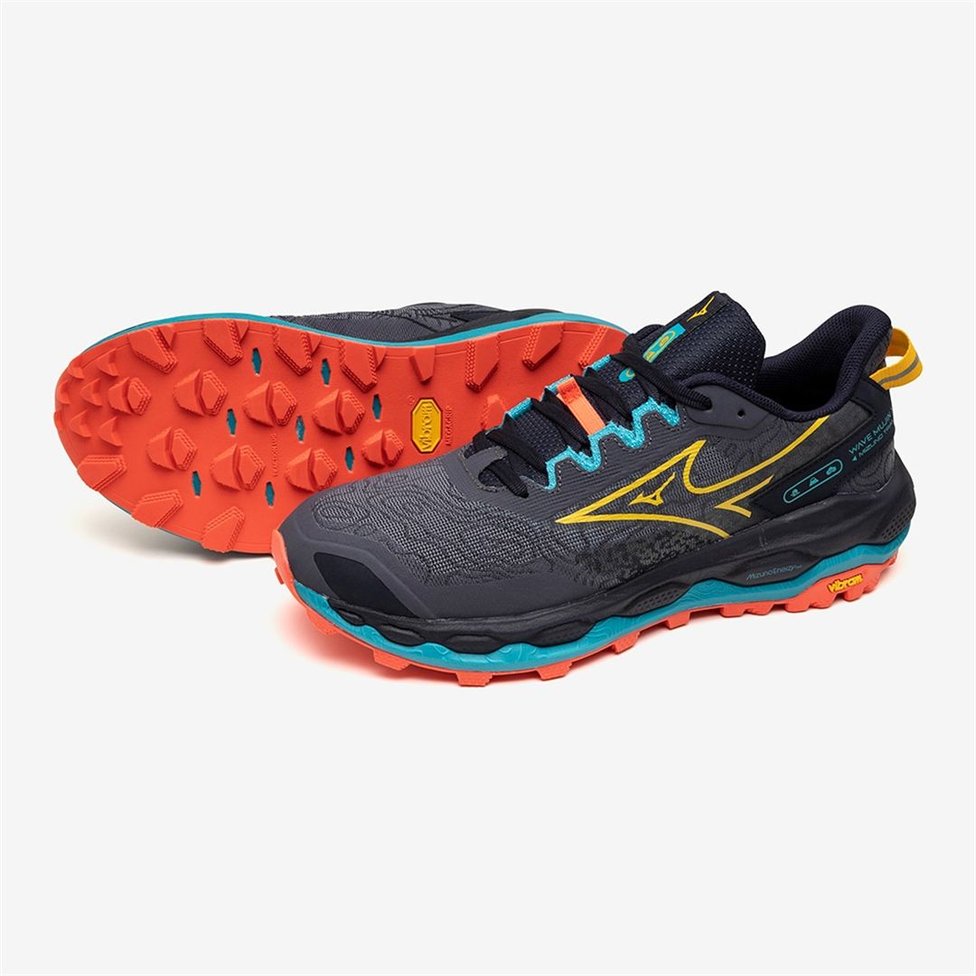 【ミズノ直営限定】WAVE MUJIN 11(トレイル) ダークネイビー×イエロー×ネオンレッド 30.0