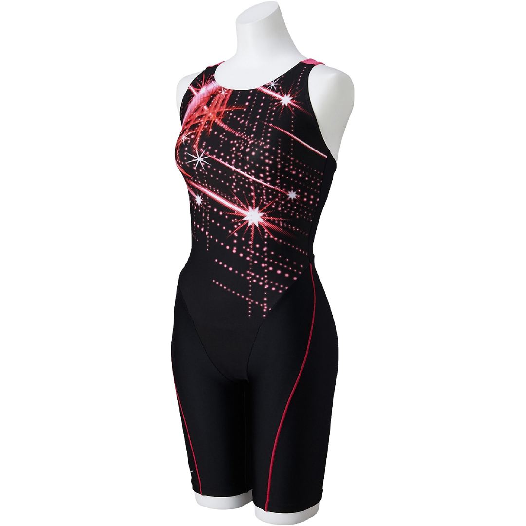 【Stroke ONE／撥水】スイムフィットネス用オールインワン ブラック×レッド XL