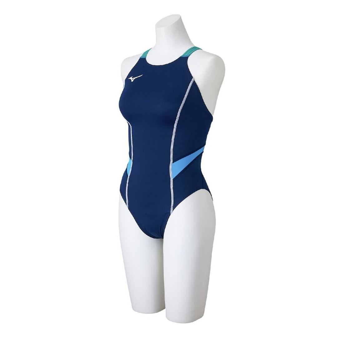 【GX・SONIC STREAM】競泳用ミディアムカット ネイビー×ターコイズ XS