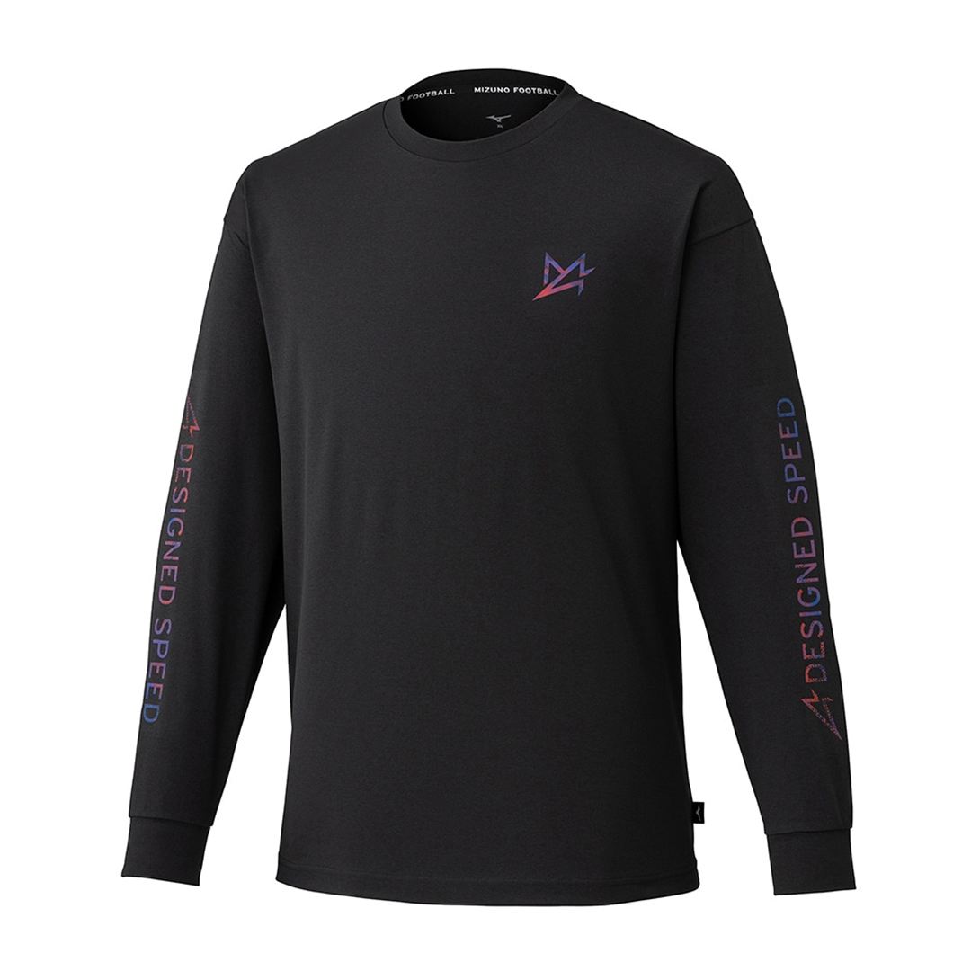 ミズノアルファ プリントTシャツ(長袖) ブラック XL
