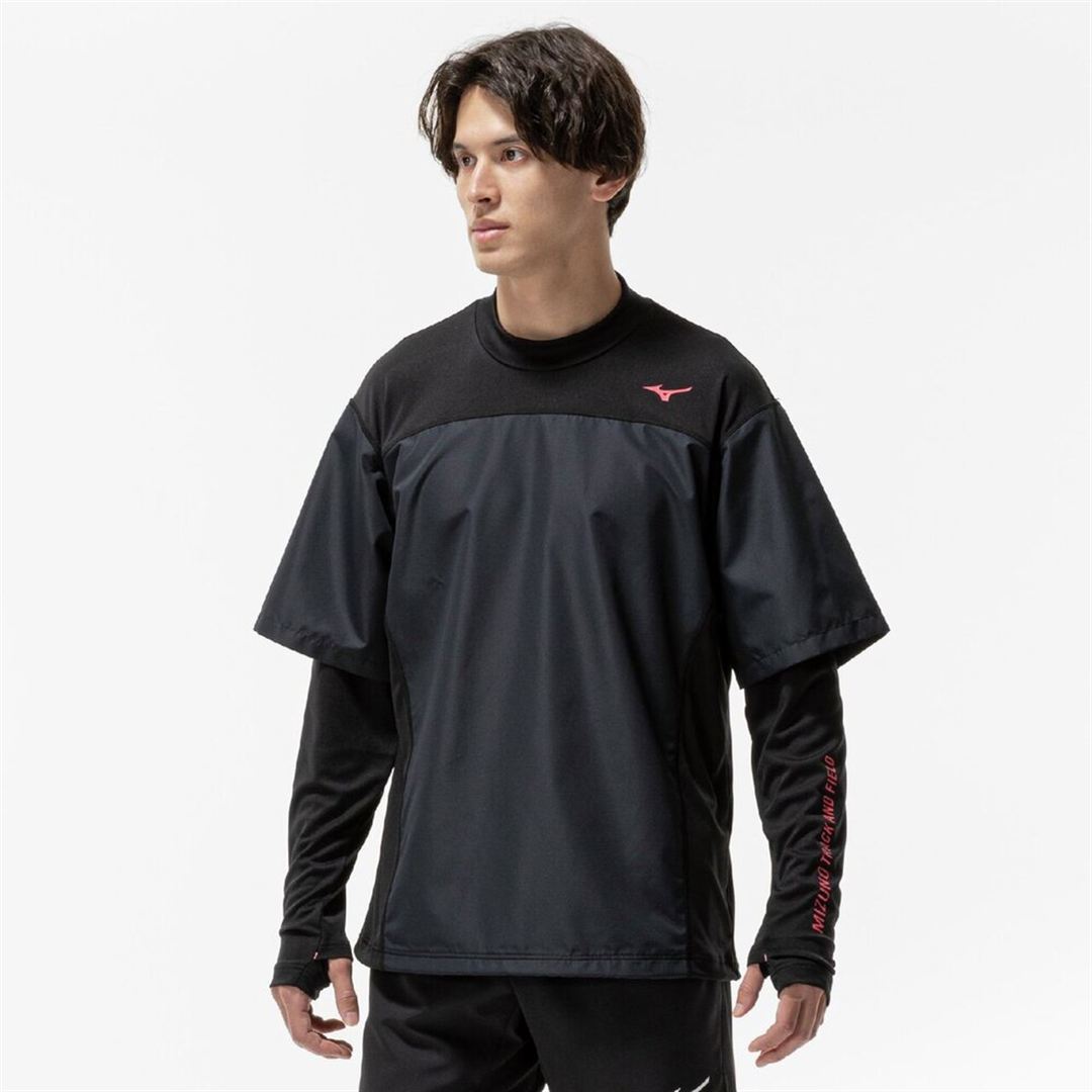 防風ロングシャツ(陸上競技) ブラック XS