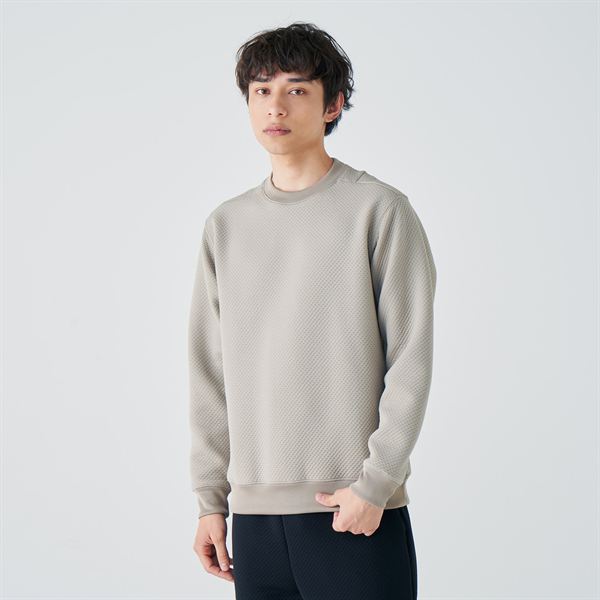 【吸湿発熱】ブレスサーモリップルキルトクルーネックシャツ