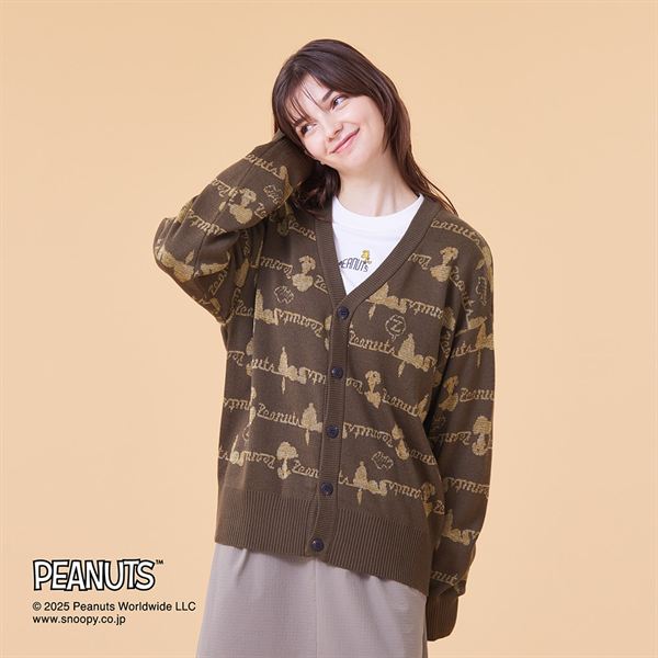 【PEANUTS／吸湿発熱】ブレスサーモウール混カーディガン