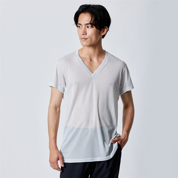 【汗処理／通気】カルエアーアンダーVネック半袖シャツ
