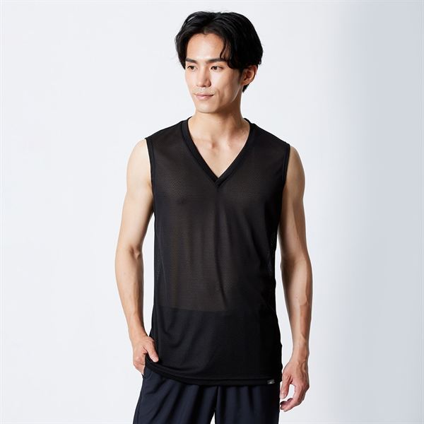 【汗処理／通気】カルエアーアンダーVネックノースリーブシャツ