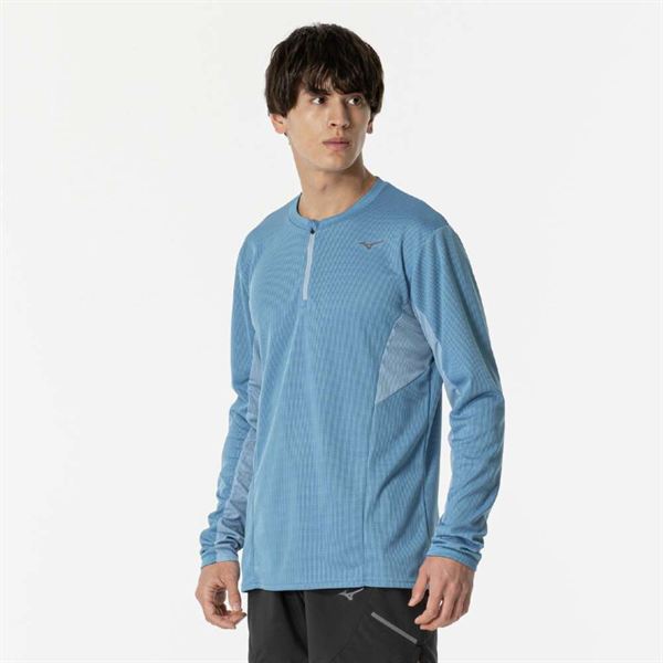 【汗処理／通気】ドライエアロフローハーフジップTシャツ(長袖／オーロラ)