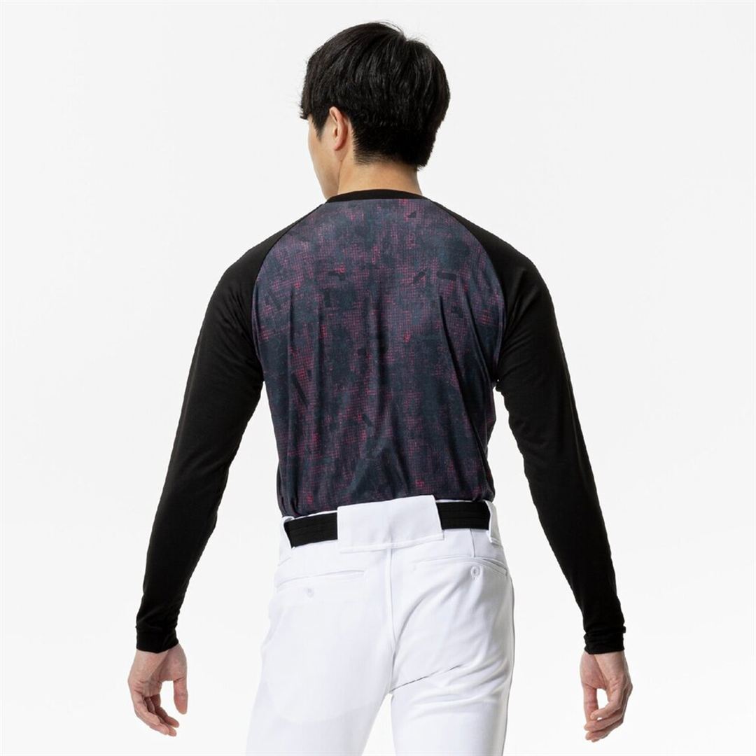 裏起毛グラフィックアンダーシャツ(ローネック／長袖) ブラック XO