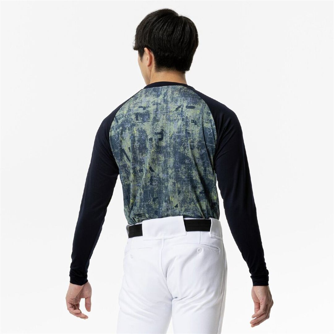 裏起毛グラフィックアンダーシャツ(ローネック／長袖) ネイビー XO