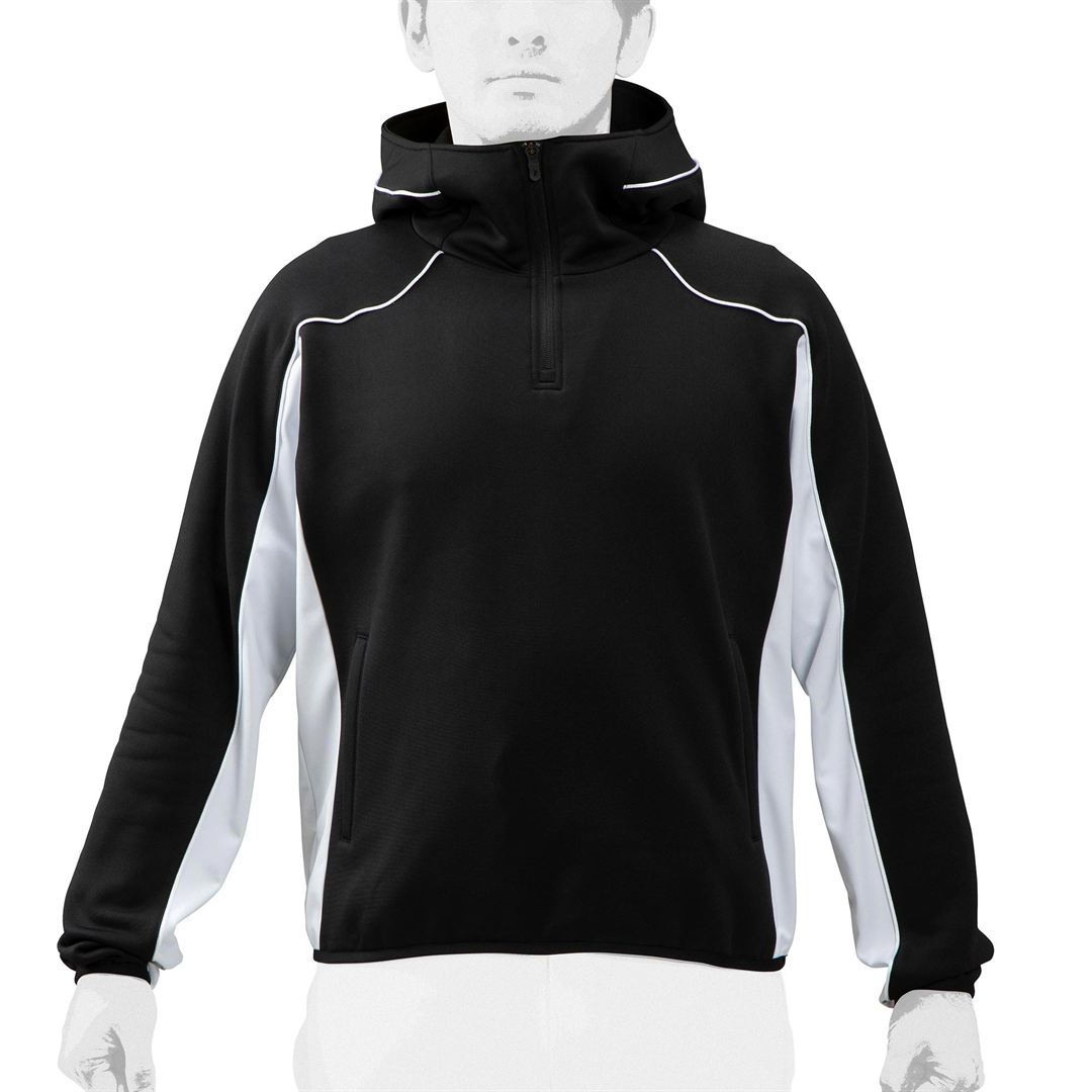 ストレッチニットフーディジャケット ブラック×ホワイト M