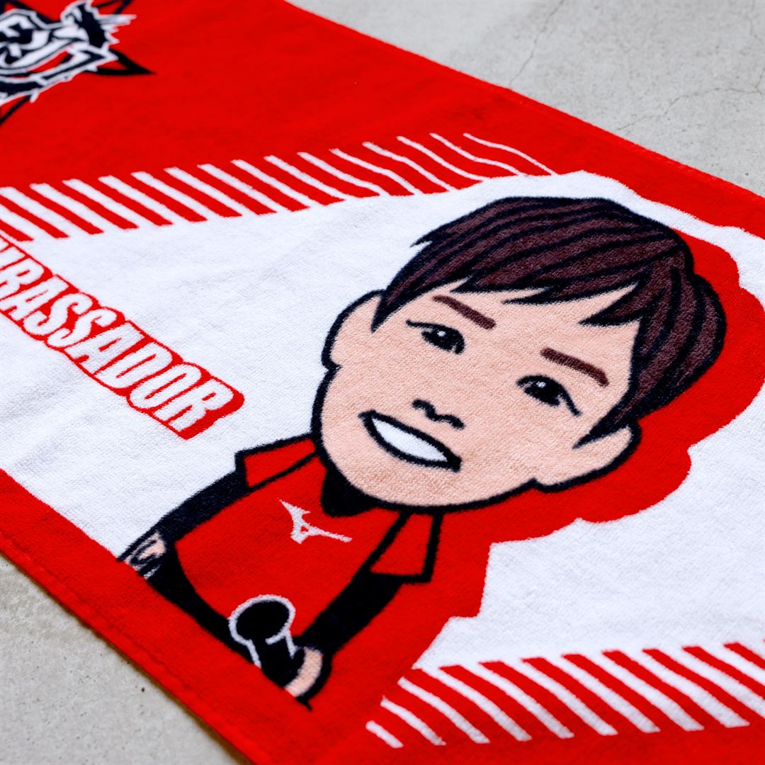 ソフトボールブランドアンバサダー キャラクターフェイスタオル 山田選手(レッド×ホワイト)