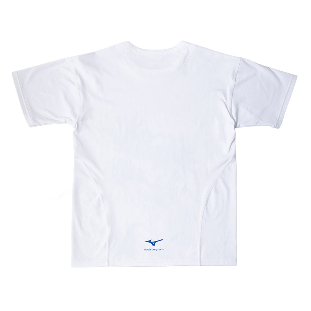 【ニコライ バーグマン】グラフィックTシャツ ホワイト×ブルー S
