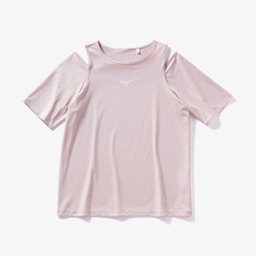 【ミズノ直営限定】カットアウトデザインTシャツ グレイッシュピンク S