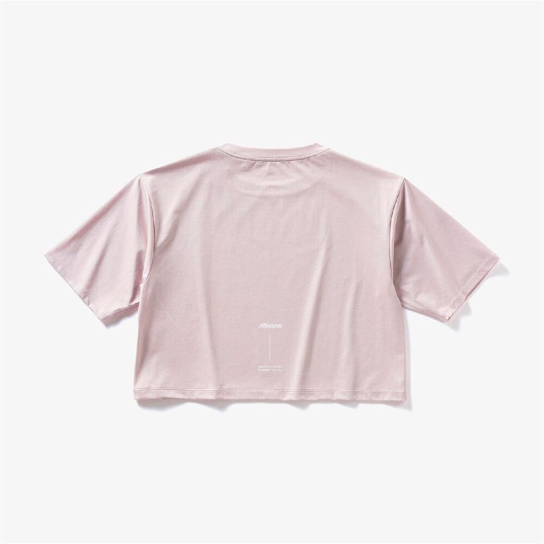 【ミズノ直営限定】ビッグロゴクロップドTシャツ(ワイドシルエット) グレイッシュピンク L