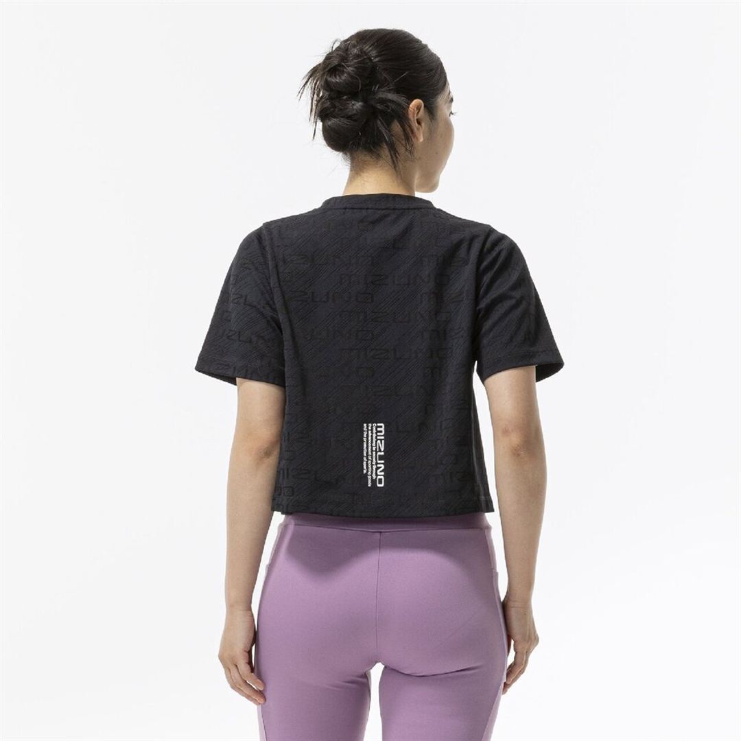 【ミズノ直営限定】シアージャカードクロップドTシャツ ブラック M