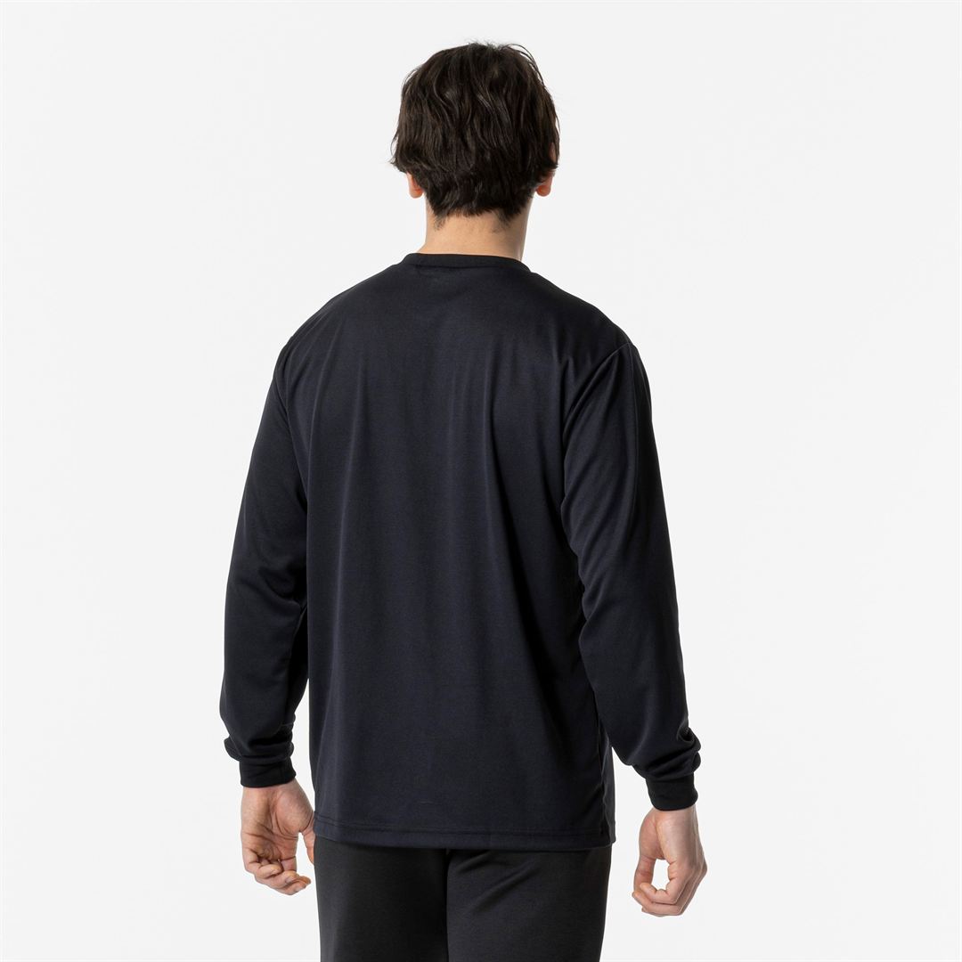 ナビドライTシャツ(長袖／丸首) ブラック×ホワイト S
