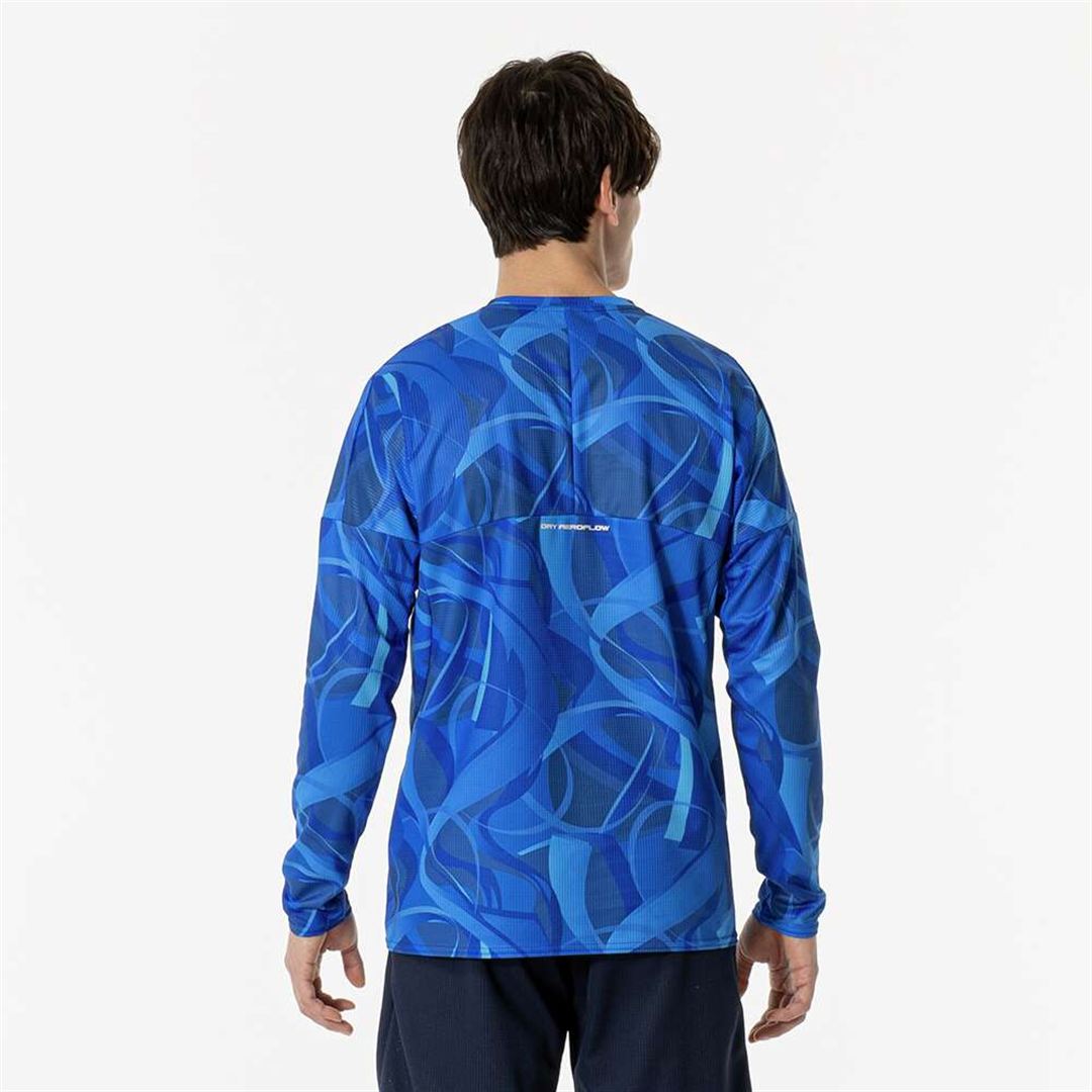 【汗処理／通気】ドライエアロフローTシャツ(長袖) ディレクトワールブルー S
