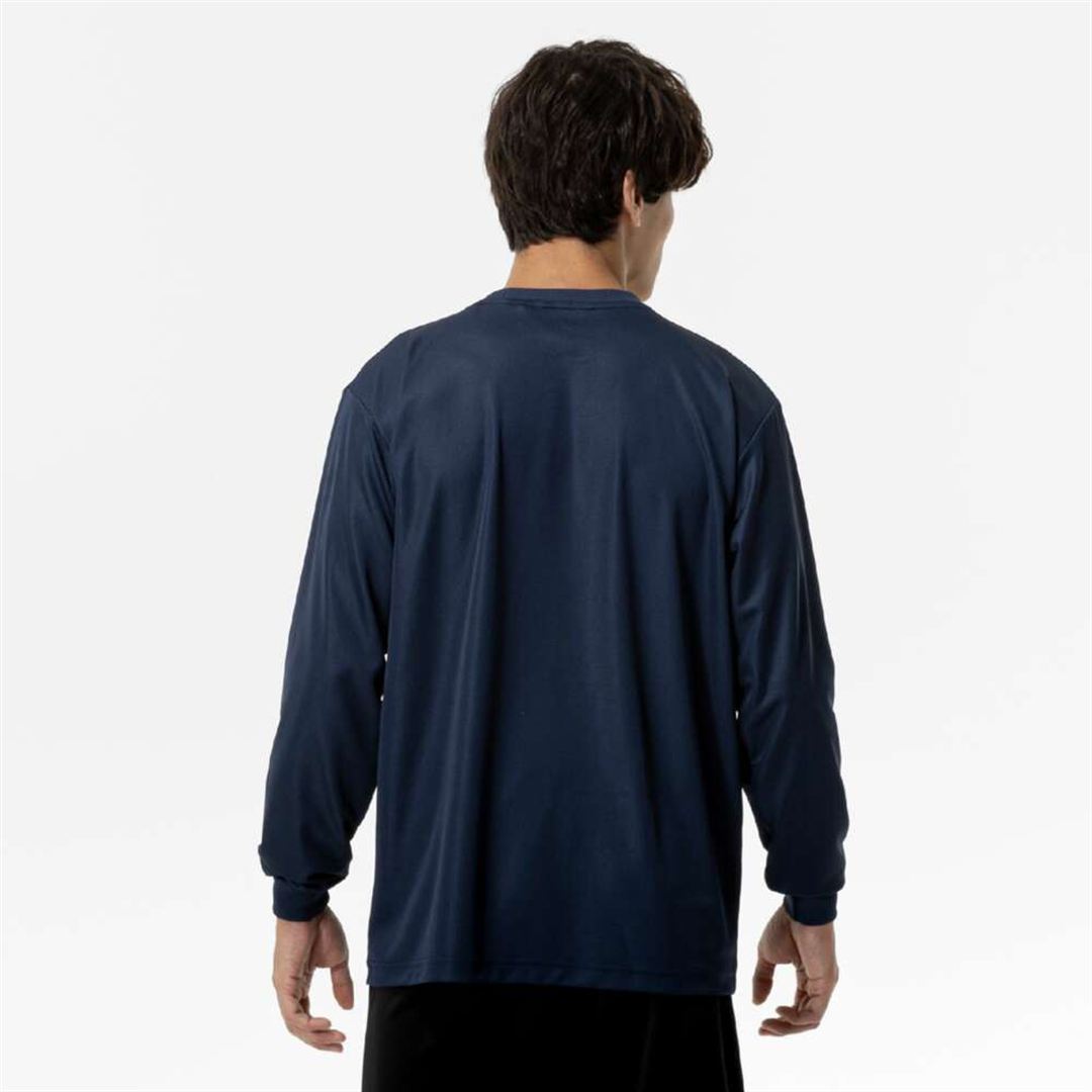 ナビドライTシャツ(長袖／丸首) ドレスネイビー×ホワイト XL