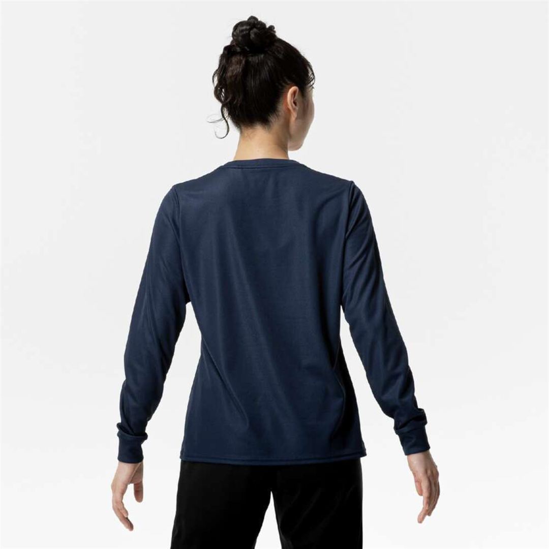ナビドライTシャツ(長袖／丸首) ドレスネイビー×マゼンタ S