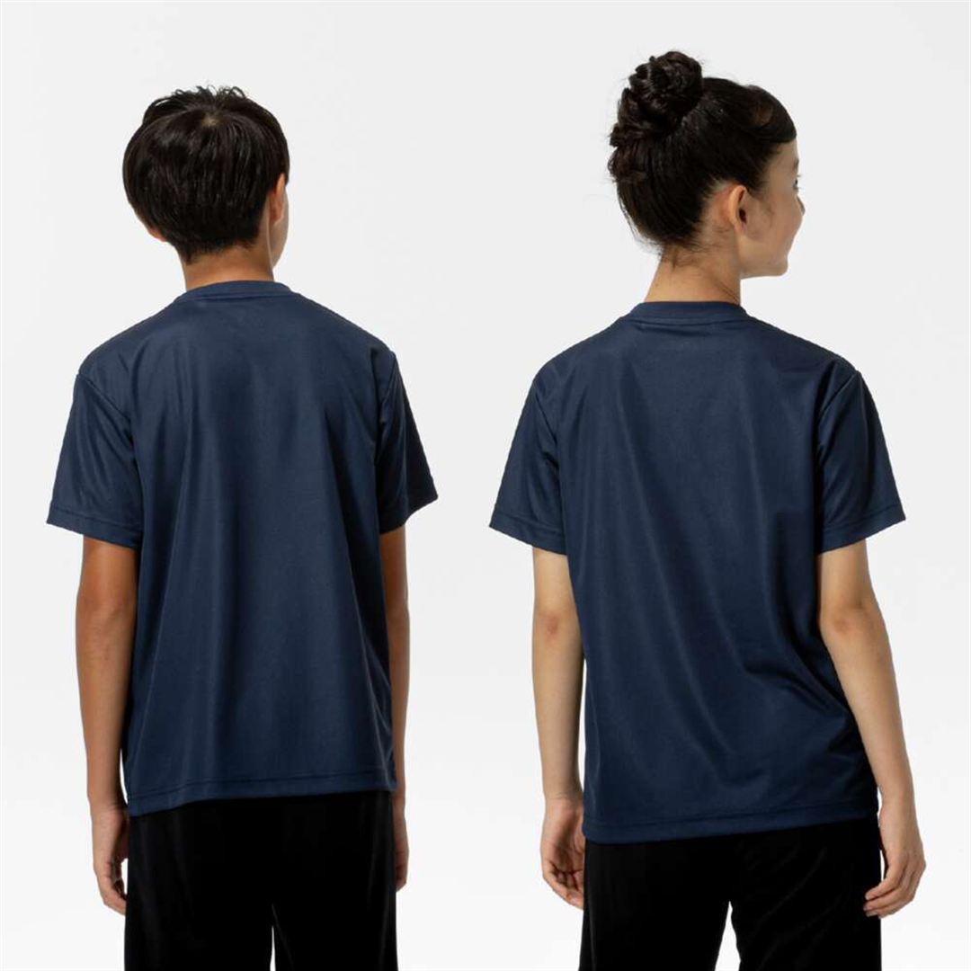 ナビドライTシャツ(半袖／丸首) ドレスネイビー×ホワイト 130