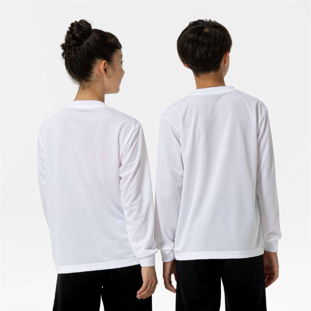 ナビドライTシャツ(長袖／丸首) ホワイト×ブラック 130
